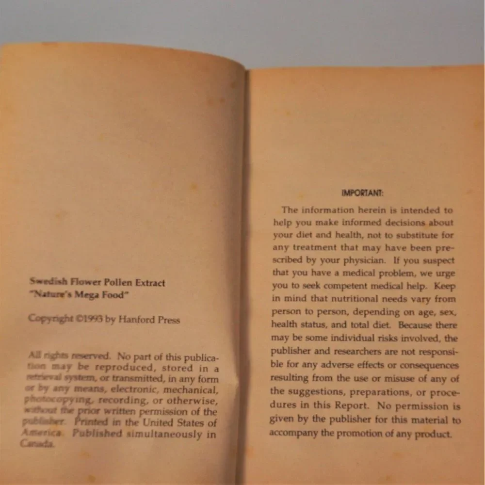 Swedish Flower Pollen Extract Nature's Megafood Paperback 1993
